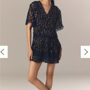 Maeve V-neck Lurex Tiered Mini Dress